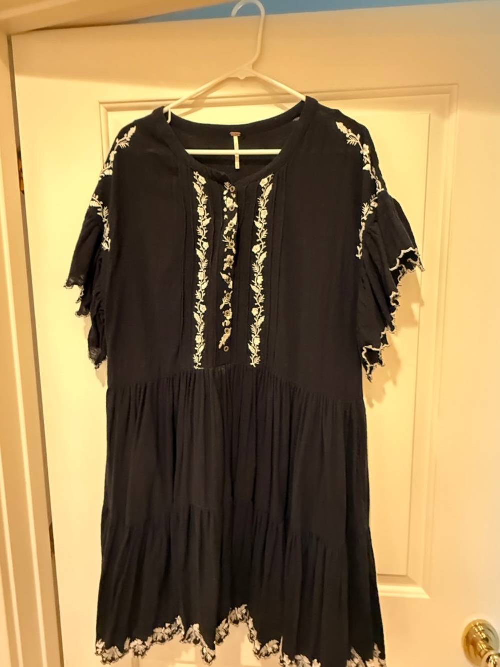 Free People Black Dress with Floral Detail
